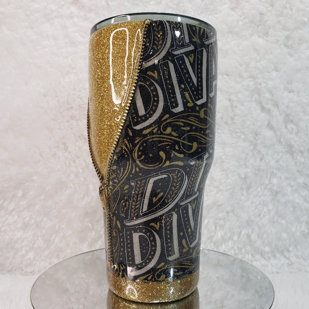 Golden "DIY DIVA"  Tumbler  30oz